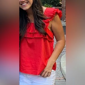 boutique red ruffle top